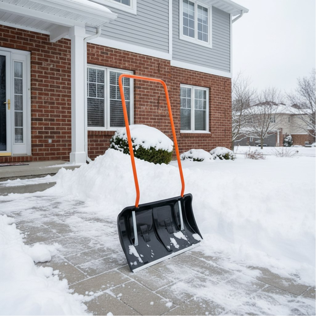 Лопата для снега Центроинструмент Бедуин ЦИ 0365, алюминиевая рукоятка, пластик, скрепер