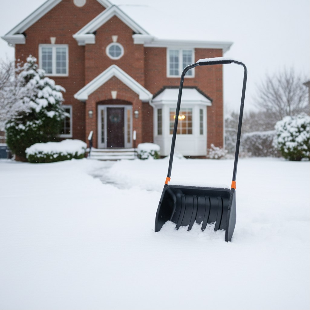 Лопата для снега ЦентроИнструмент Finland Lux Quality 2544, металлическая рукоятка, пластик, скрепер