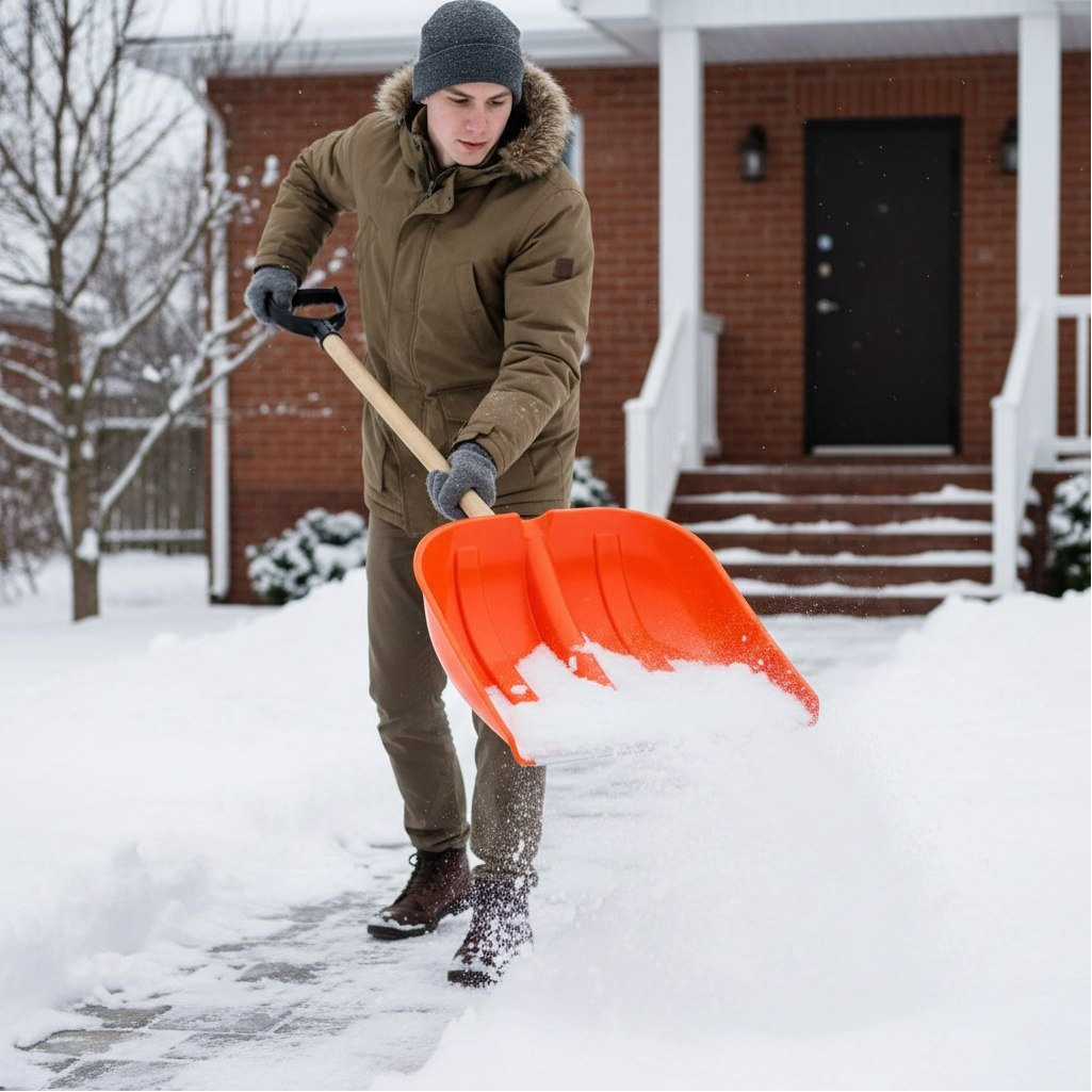 Лопата для снега Сибин ЛП-410, 421834, закругленная форма ковша, без черенка, пластик
