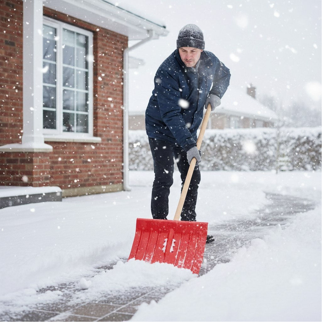 Лопата для снега Сибин 421841, алюминиевая, с деревянным черенком, 430 мм