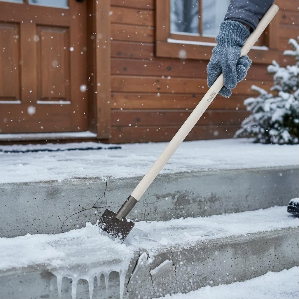 Ледоруб-скребок 243735, деревянный черенок, лезвие из металла, длина 1300 мм