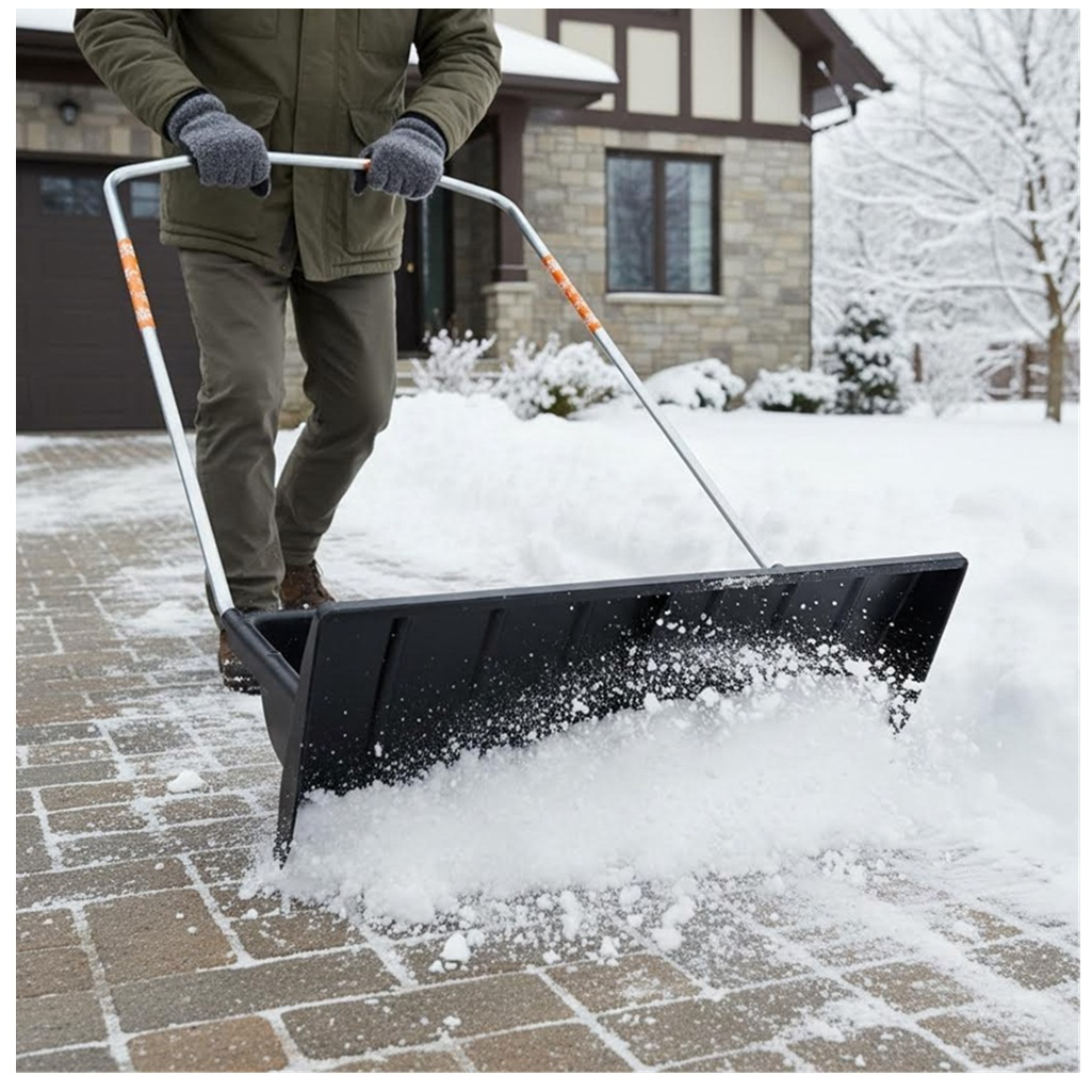 Лопата для снега Fiskars Snow Xpert 143021 с металлической пластиной, алюминиевая рукоятка, пластик, скрепер