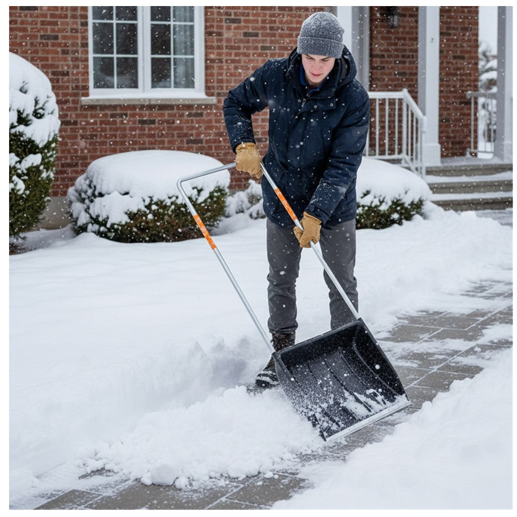 Лопата для снега Fiskars Snow Xpert 143021 с металлической пластиной, алюминиевая рукоятка, пластик, скрепер