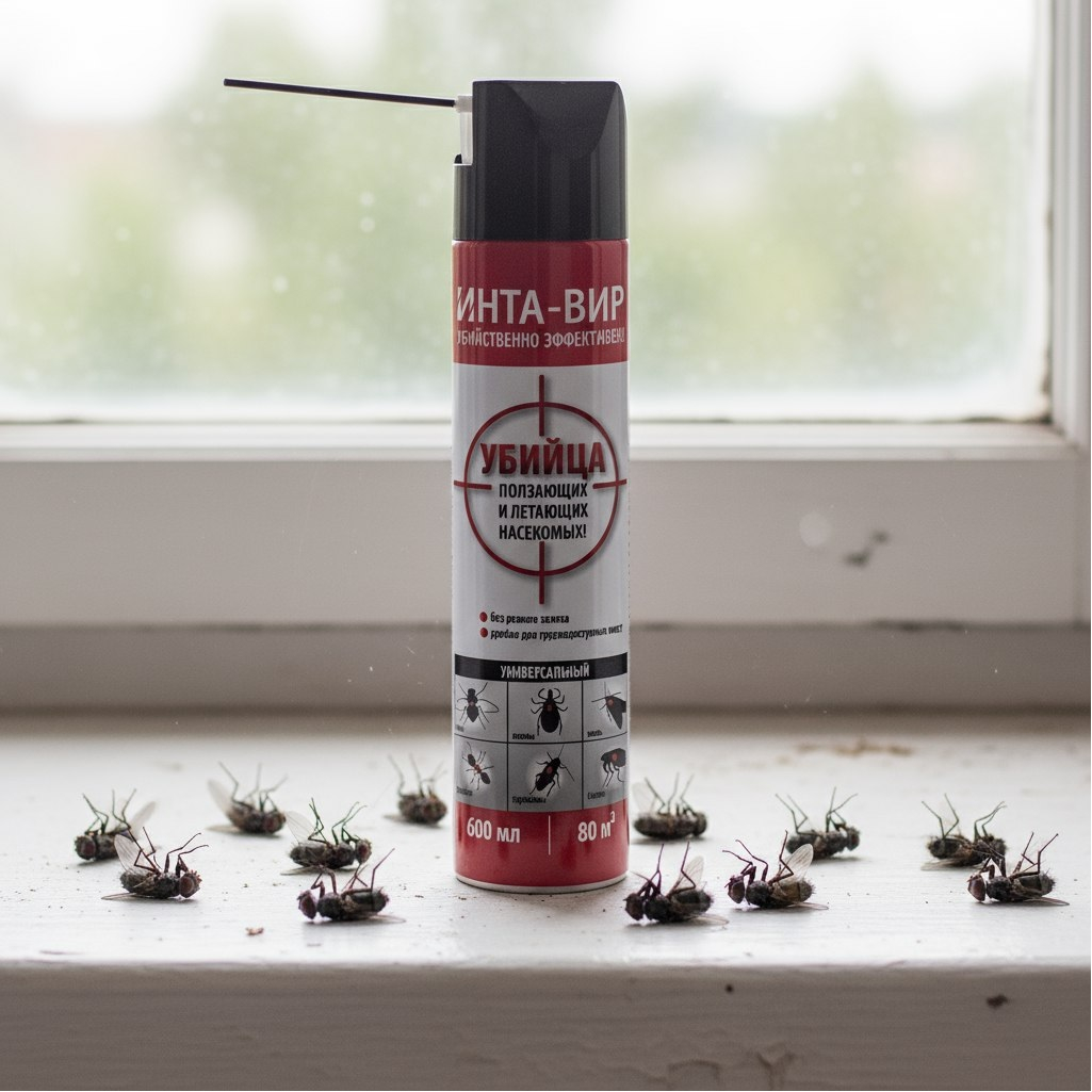 Средство Инта-Вир 208903, убийца ползающих и летающих насекомых, аэрозоль, 600 мл