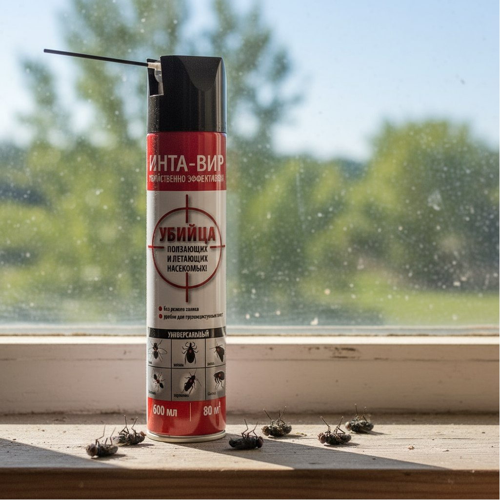 Средство Инта-Вир 208903, убийца ползающих и летающих насекомых, аэрозоль, 600 мл