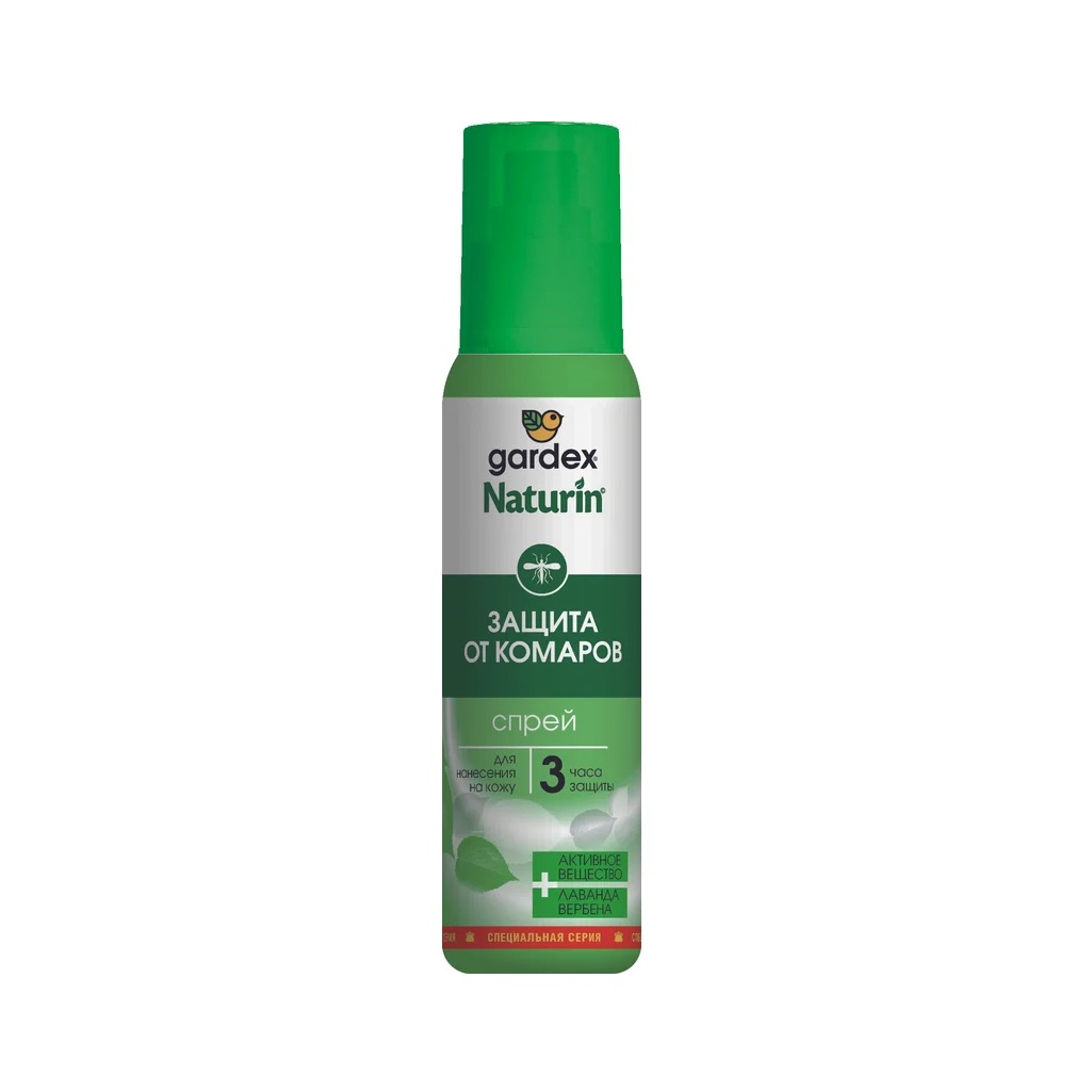 Спрей от комаров Gardex Naturin N012, для нанесения на кожу, 3 часа защиты, лаванда и вербена, 125 мл