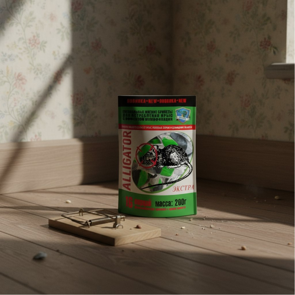 Родентицид Аллигатор, средство от грызунов, дой-пак, мягкие брикеты, 200 г