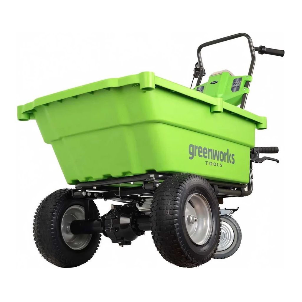 Тележка садовая самоходная Grennworks G40GC, 7400007, пластик, 3 колеса, объем 106 л, до 100 кг
