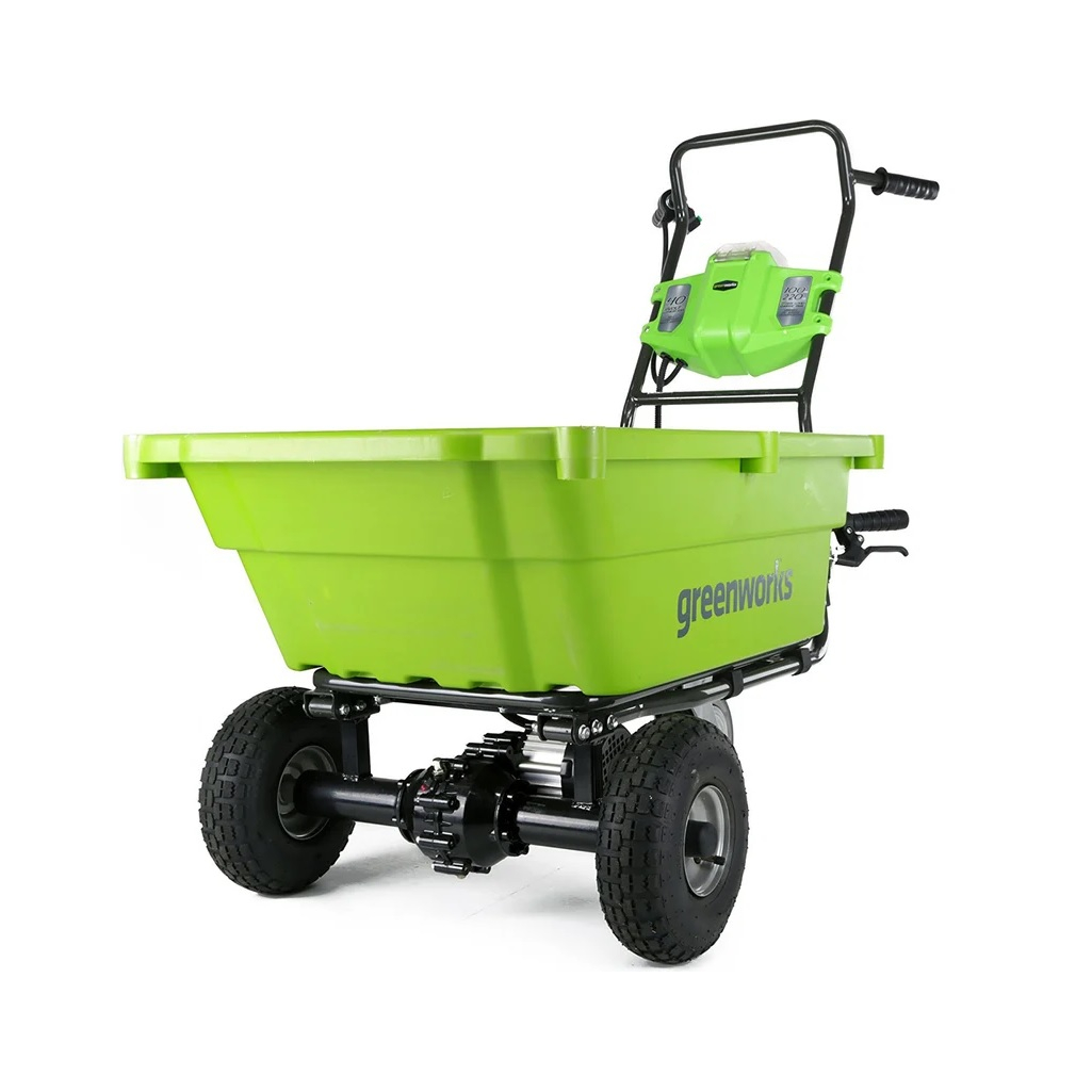 Тележка садовая самоходная Grennworks G40GC, 7400007, пластик, 3 колеса, объем 106 л, до 100 кг