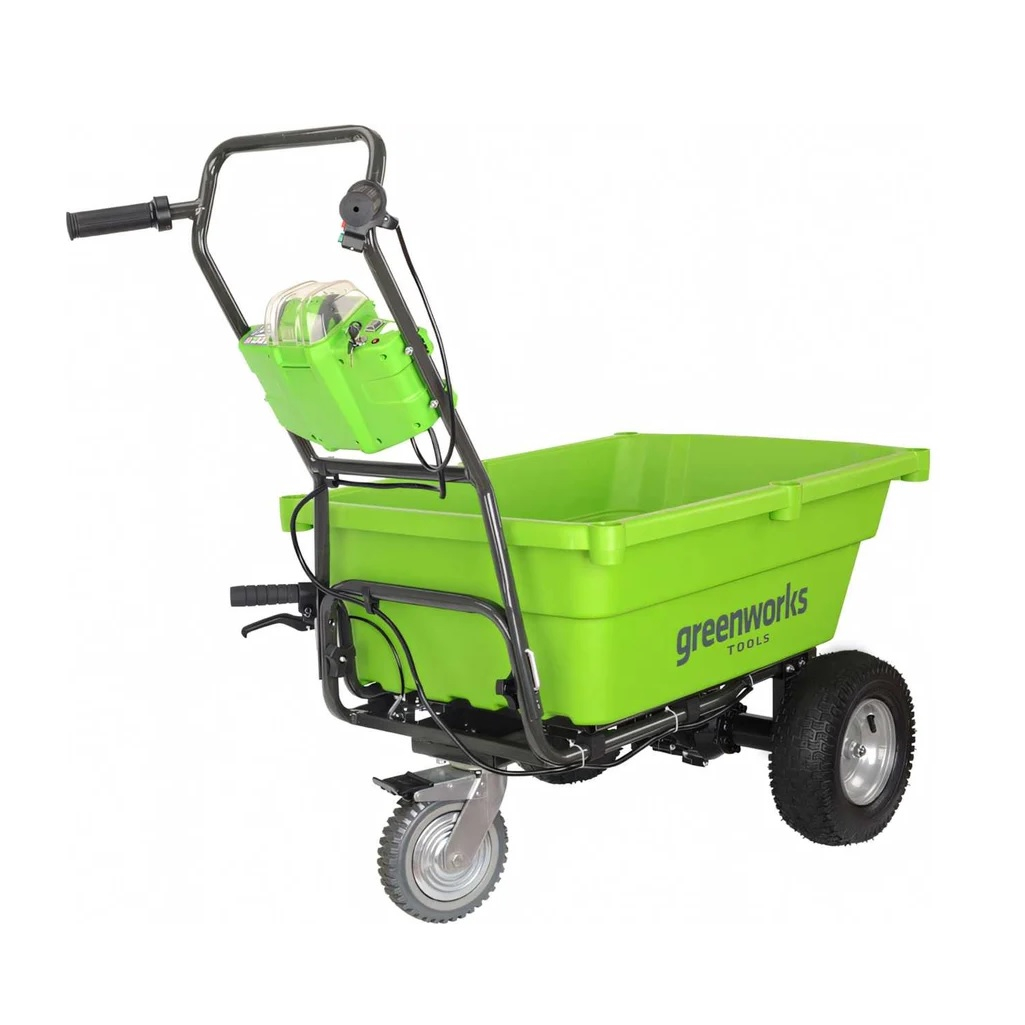 Тележка садовая самоходная Grennworks G40GC, 7400007, пластик, 3 колеса, объем 106 л, до 100 кг