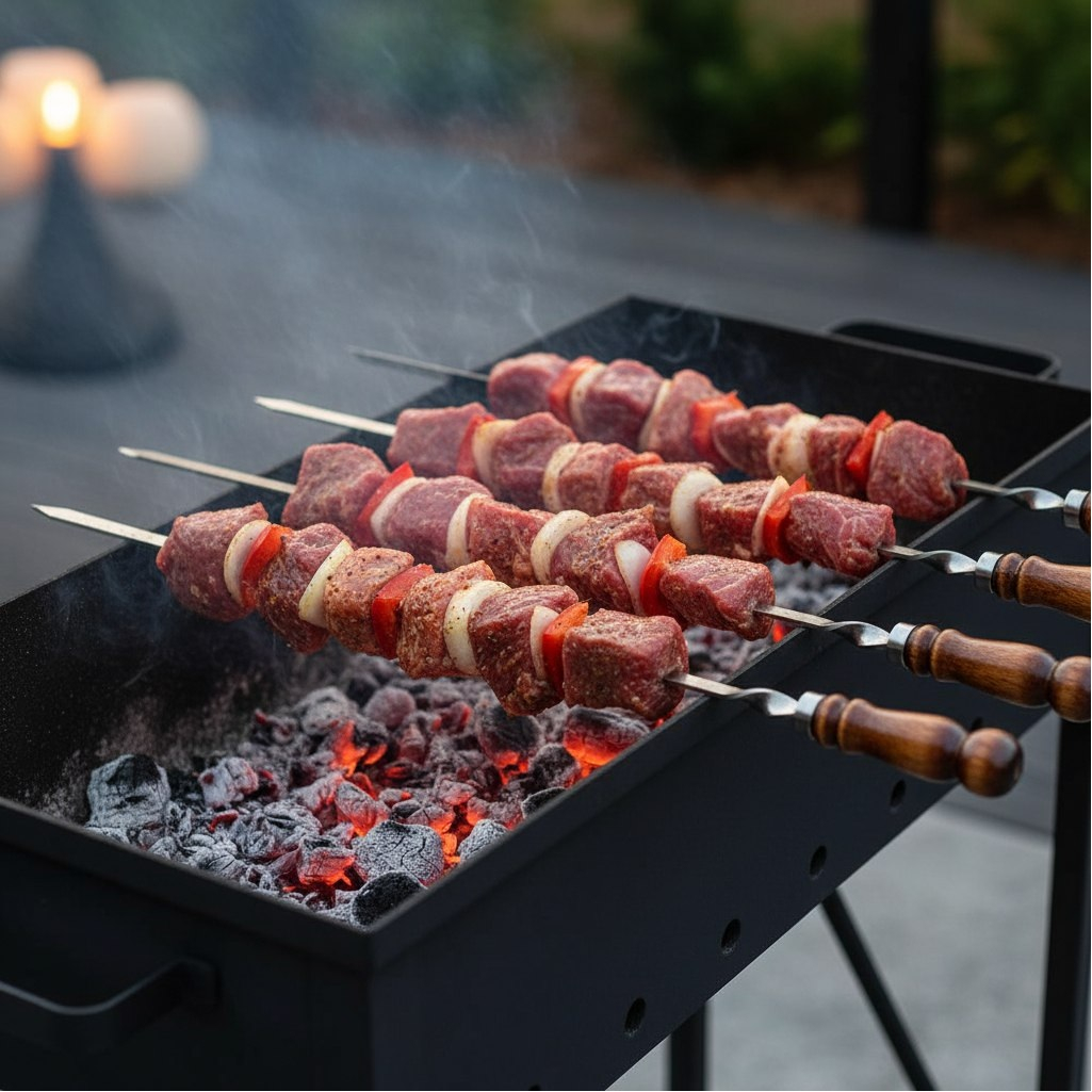 Шампур клепанный с деревянной ручкой, для приготовления шашлыка, длина 60 см