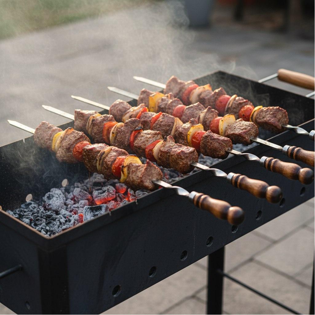 Шампур клепанный с деревянной ручкой, для приготовления шашлыка, длина 60 см