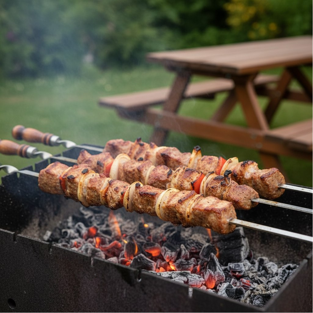 Шампур клепанный с деревянной ручкой, для приготовления шашлыка, длина 60 см