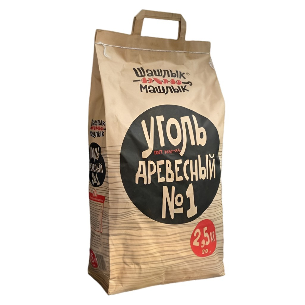Уголь древесный №1 Шашлык-Машлык для гриля и мангала, 2.5 кг