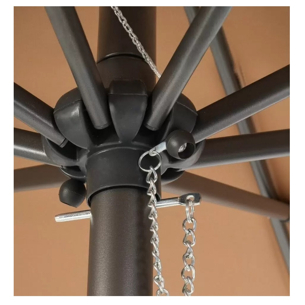 Зонт садовый C080017, 2700х2700 мм, с подставкой 120х510х510 мм, цвет бежевый, полиэстер, металл