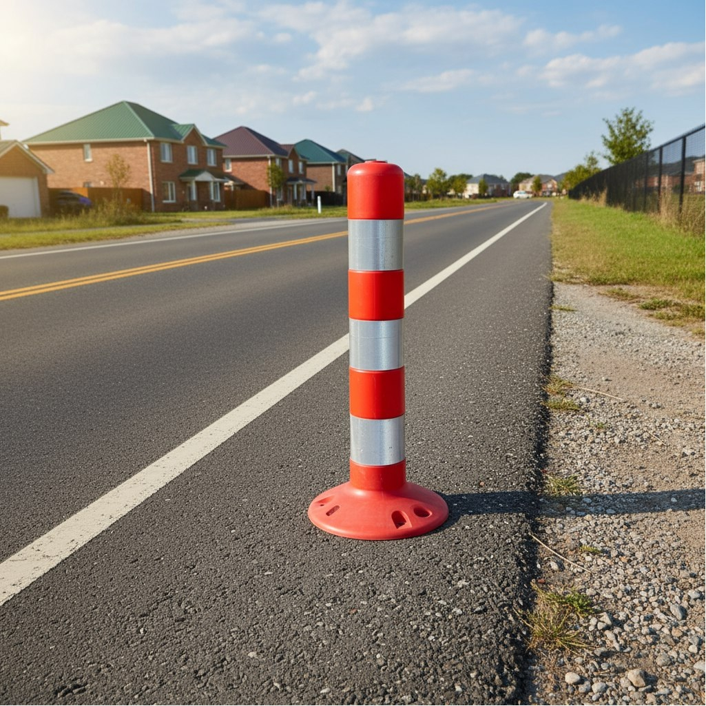 Столбик сигнальный дорожный, гибкий, светоотражающие полосы, 480 мм