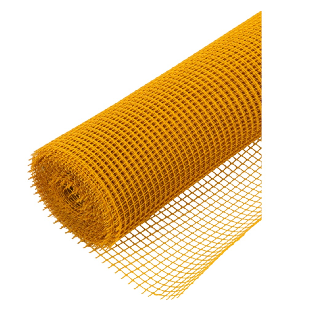 Решетка садовая Эконом, 1х20 м, ячейка 15х15 мм, полипропилен, желтая, 1 м.п.