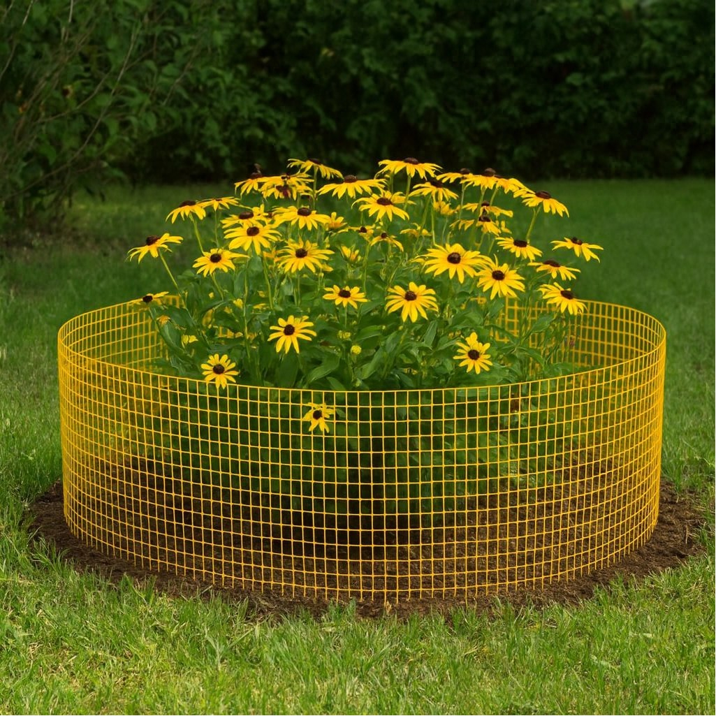 Решетка садовая Эконом, 1х20 м, ячейка 15х15 мм, полипропилен, желтая, 1 м.п.