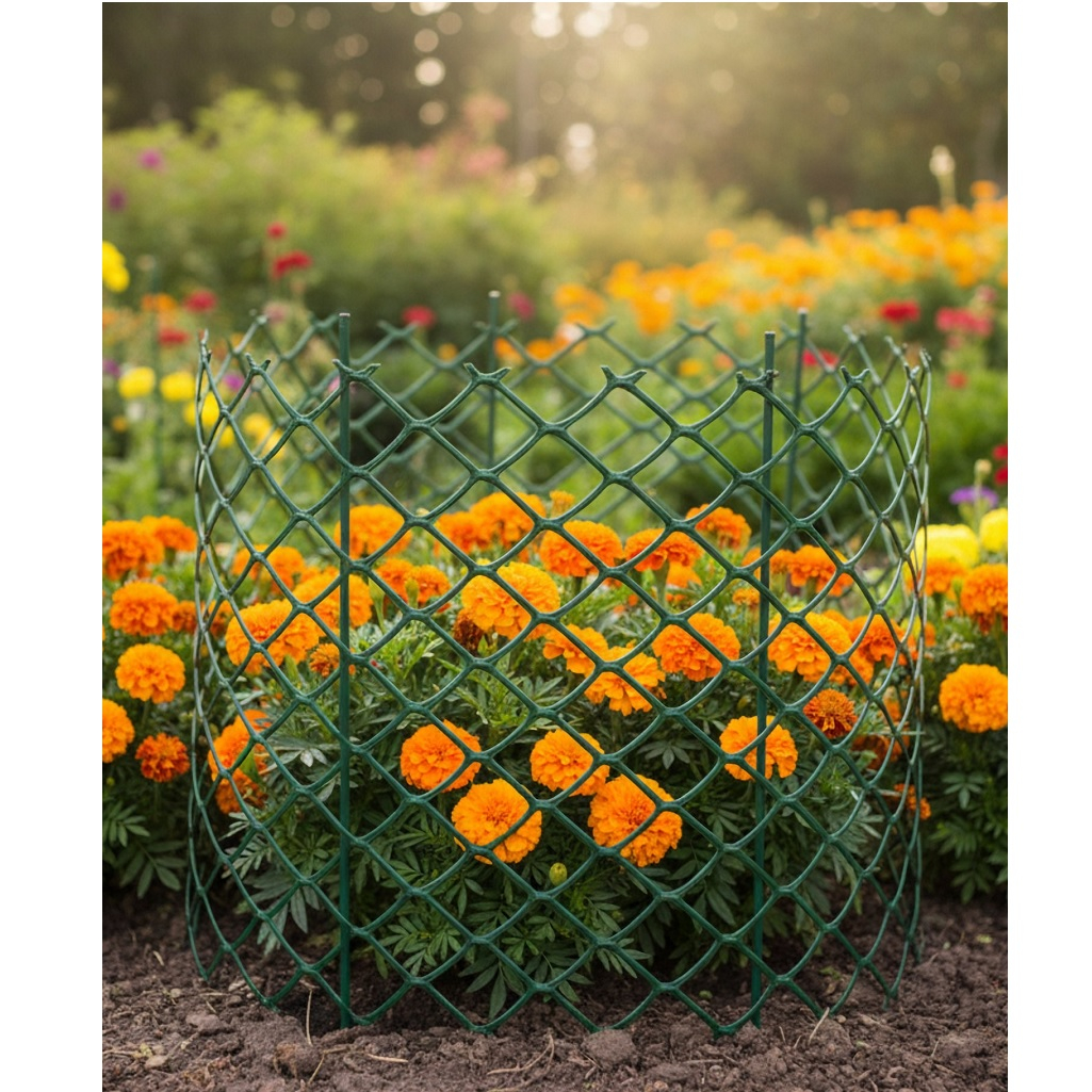 Решетка садовая 00-00000414, ячейка 50х50 мм, заборная, пластик, зеленая, 1 м.п.