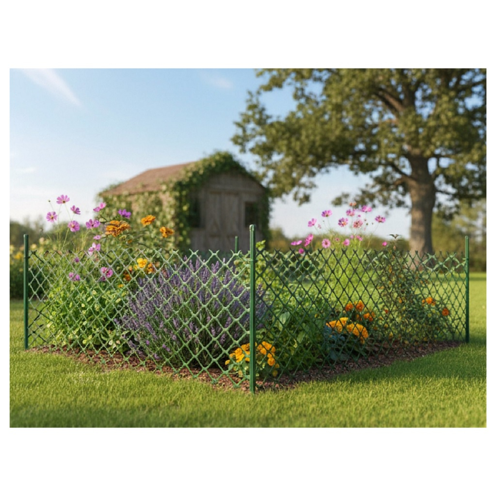 Решетка садовая 00-00000414, ячейка 50х50 мм, заборная, пластик, зеленая, 1 м.п.