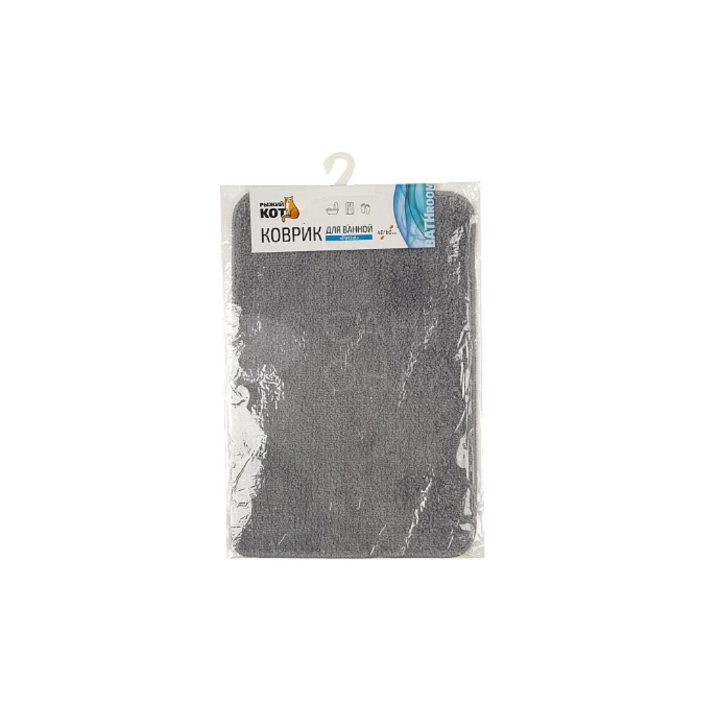 Коврик для ванной Рыжий Кот PASTEL 102460, 400х600 мм, серый, полиэстер, латекс