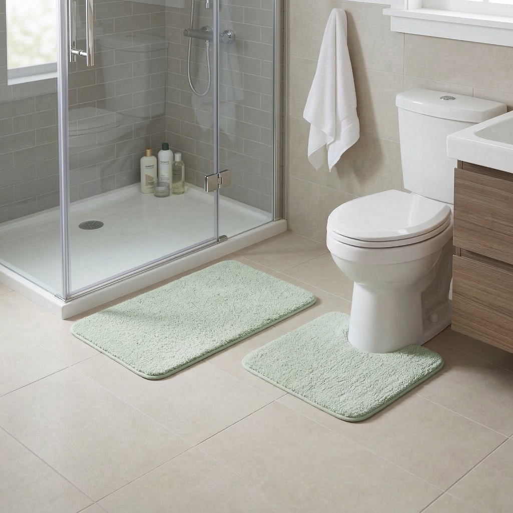 Набор ковриков для ванной Iddis BSET05MI13, микрофибра, светло-зеленый, 500х800 мм, 500х500 мм