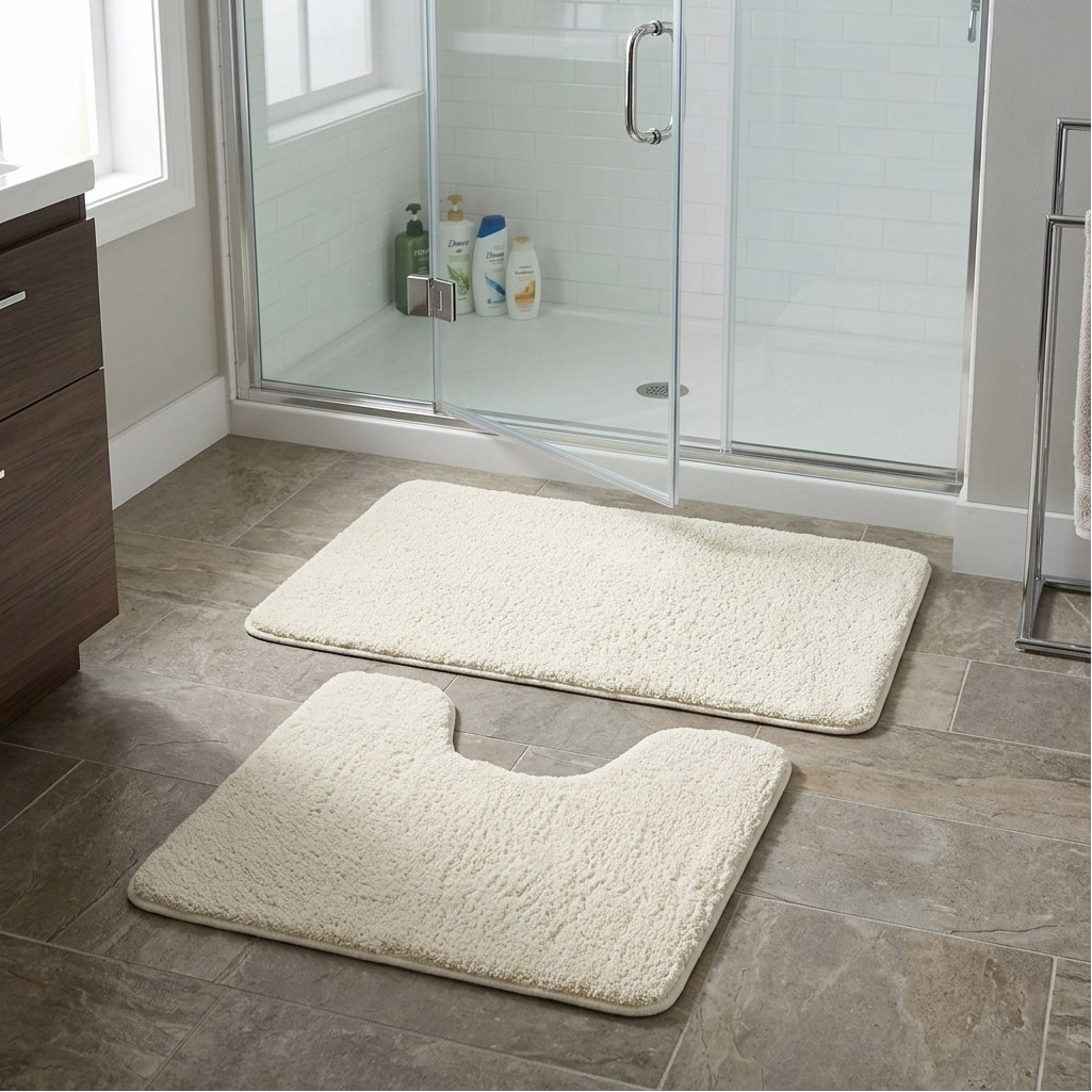 Набор ковриков для ванной Iddis BSET01MI13, микрофибра, бежевый, 500х800 мм, 500х500 мм