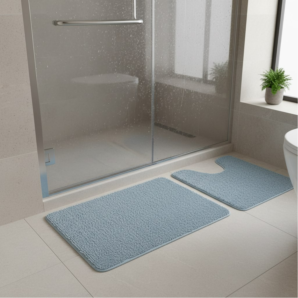 Набор ковриков для ванной Iddis BSET03MI13, микрофибра, синий, 500х800 мм, 500х500 мм