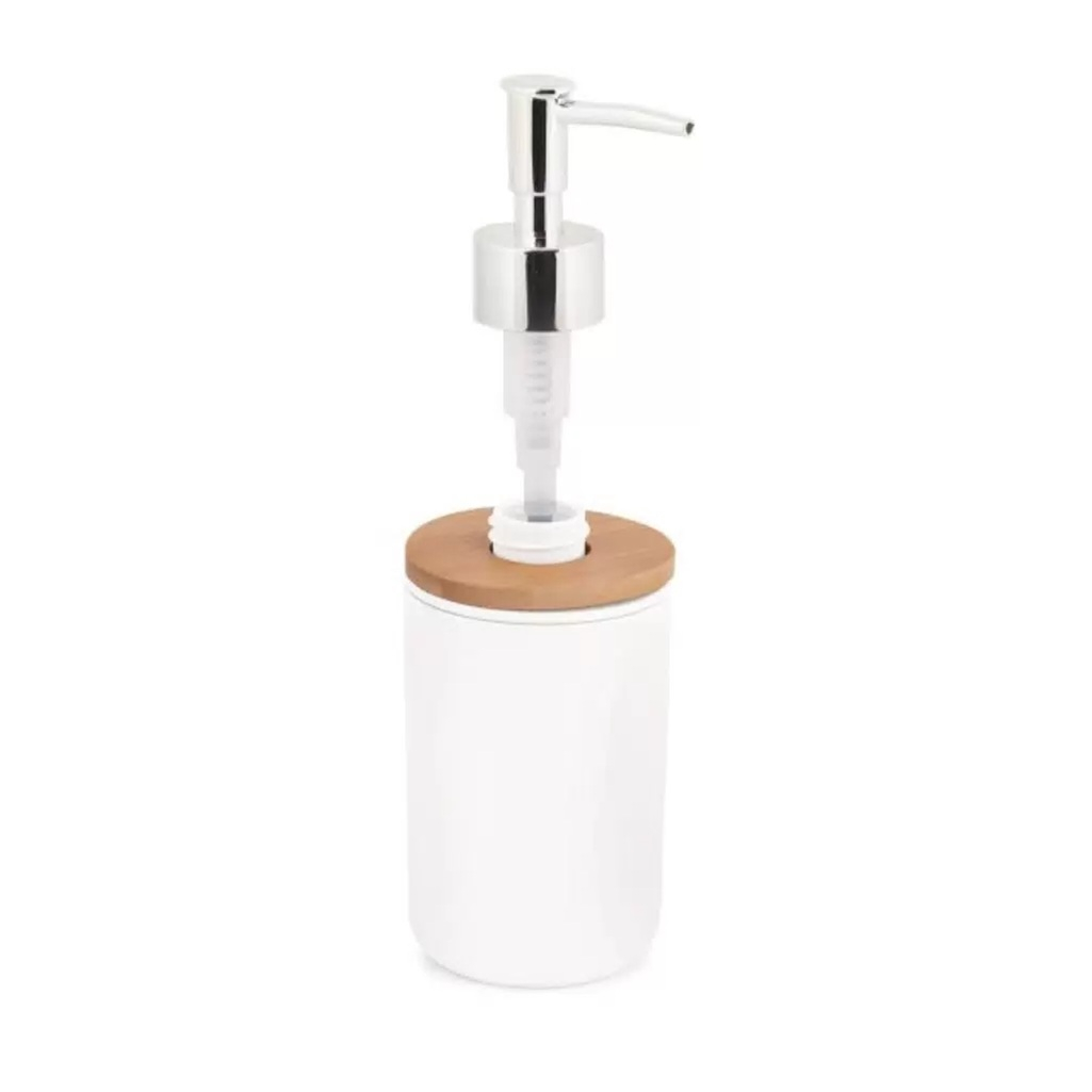Дозатор для жидкого мыла Альтернатива Бамбук настольный, пластик, белый, 320 мл