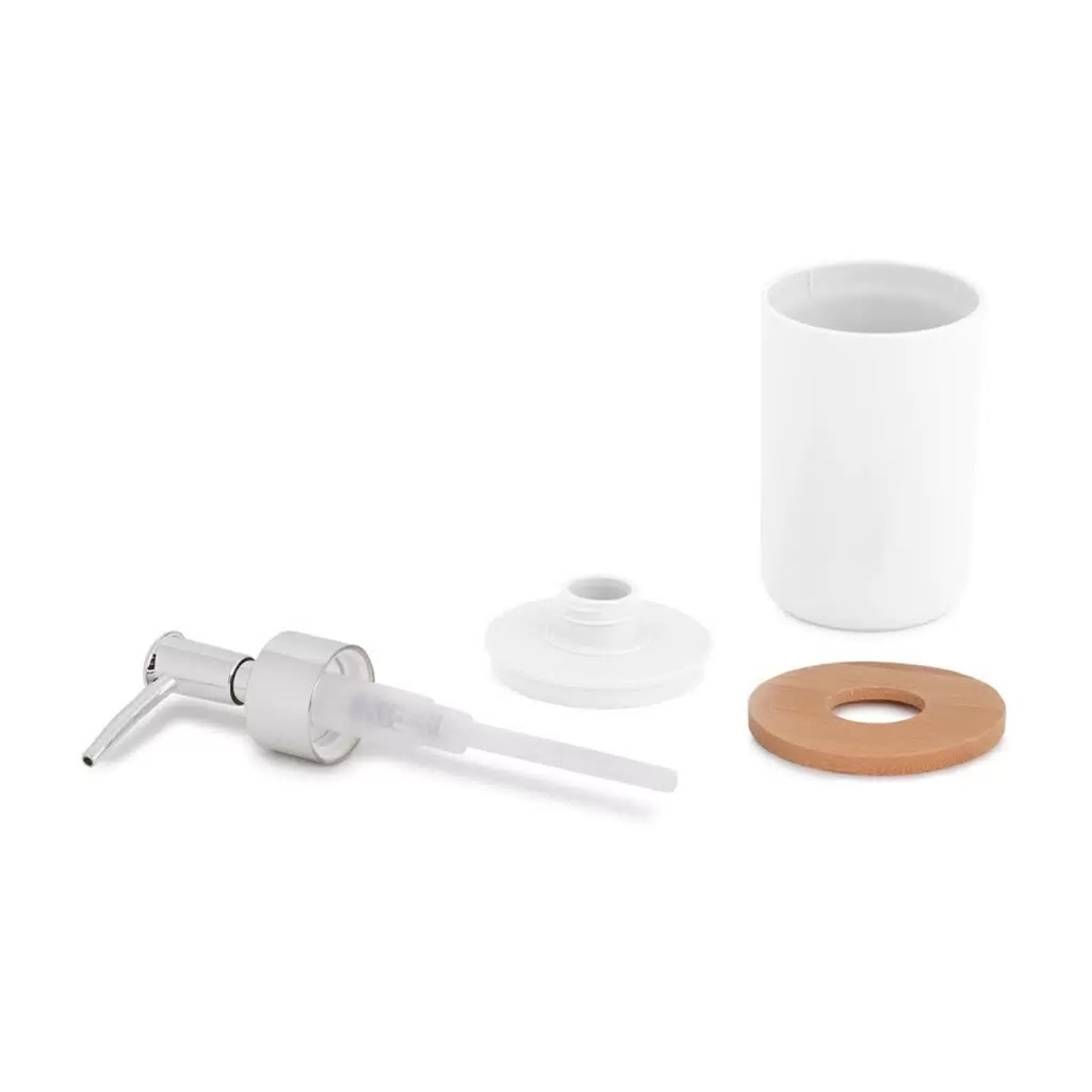 Дозатор для жидкого мыла Альтернатива Бамбук настольный, пластик, белый, 320 мл