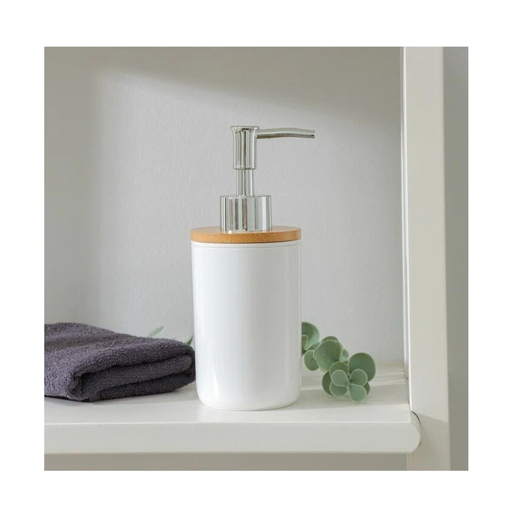 Дозатор для жидкого мыла Альтернатива Бамбук настольный, пластик, белый, 320 мл