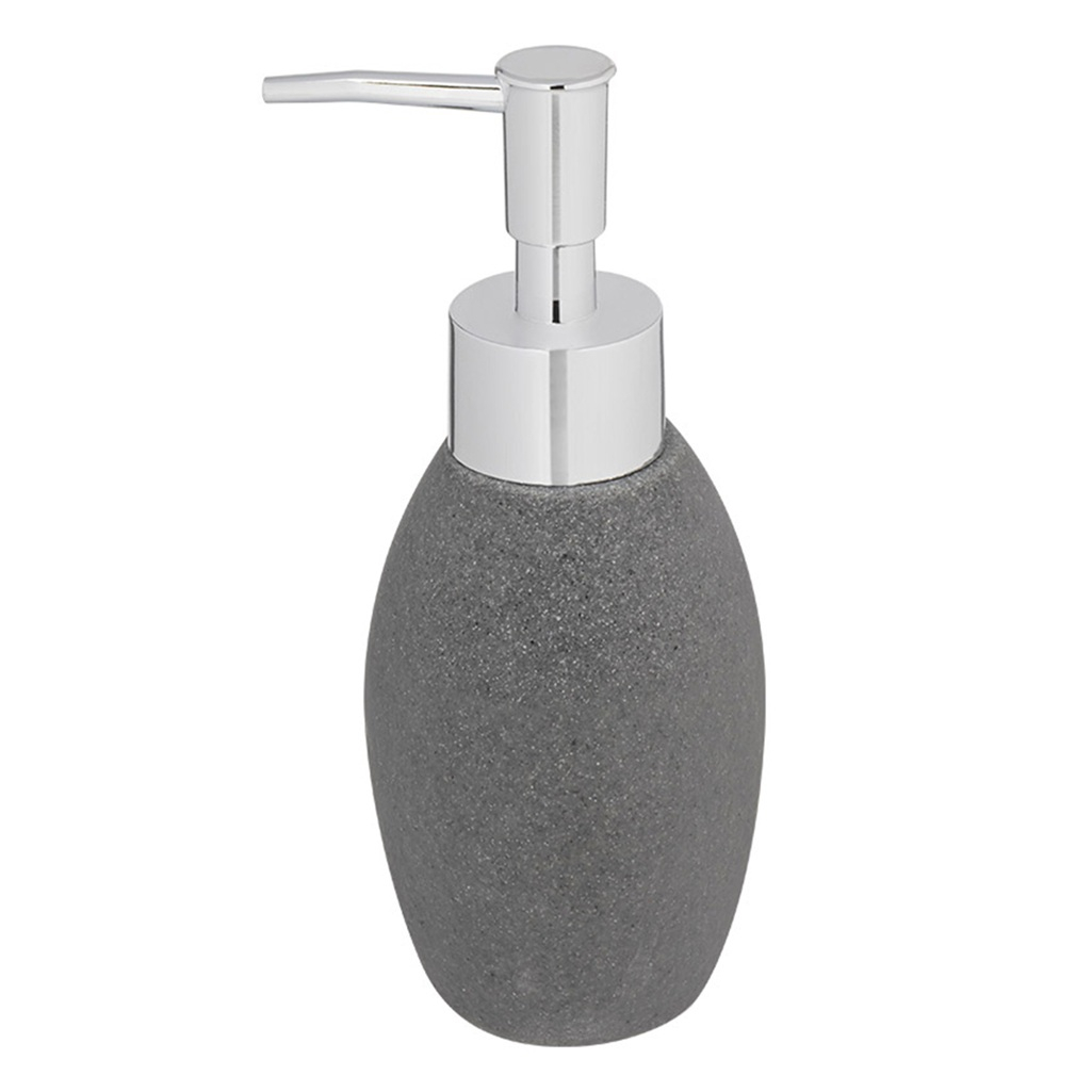 Дозатор для жидкого мыла Рыжий Кот Гранит настольный, полистоун, серый, 190 мл
