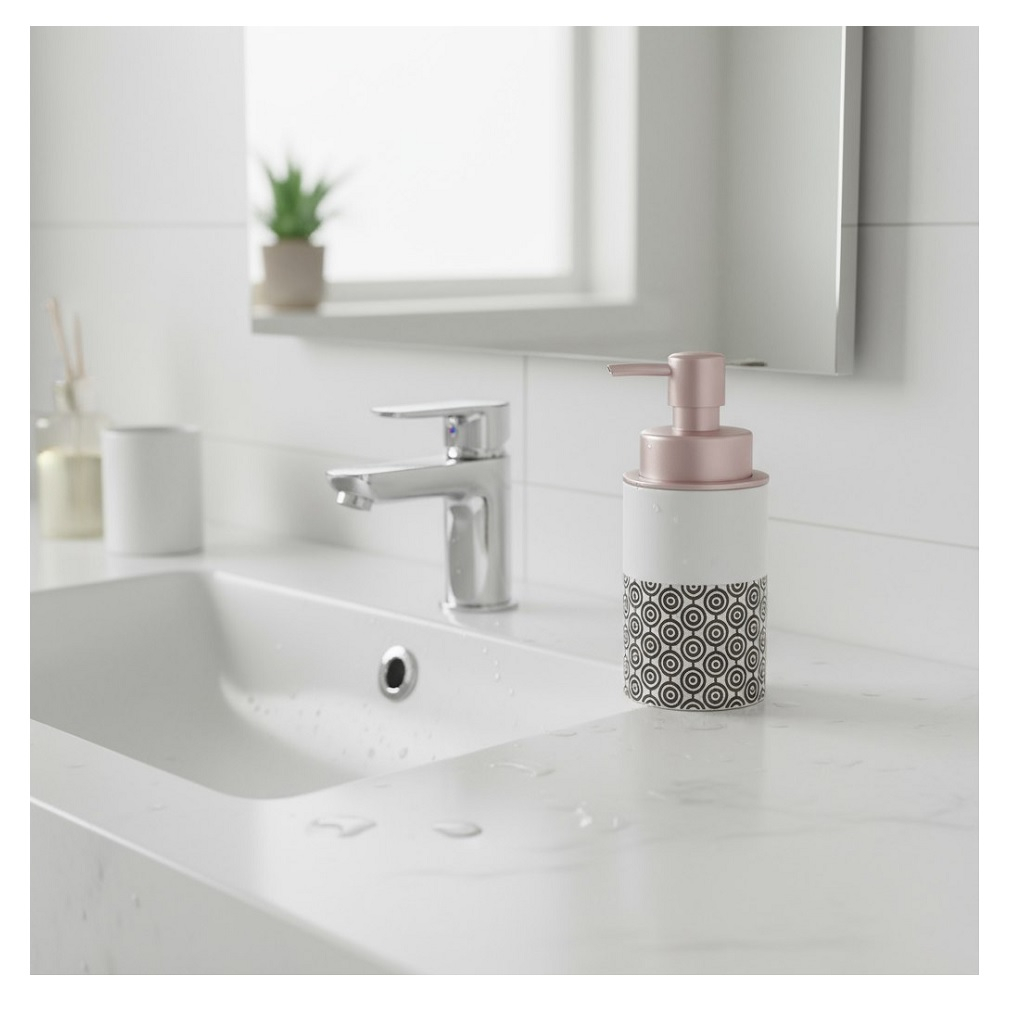 Дозатор для мыла Lefard 755-1034, керамика и пластик, белый с рисунком