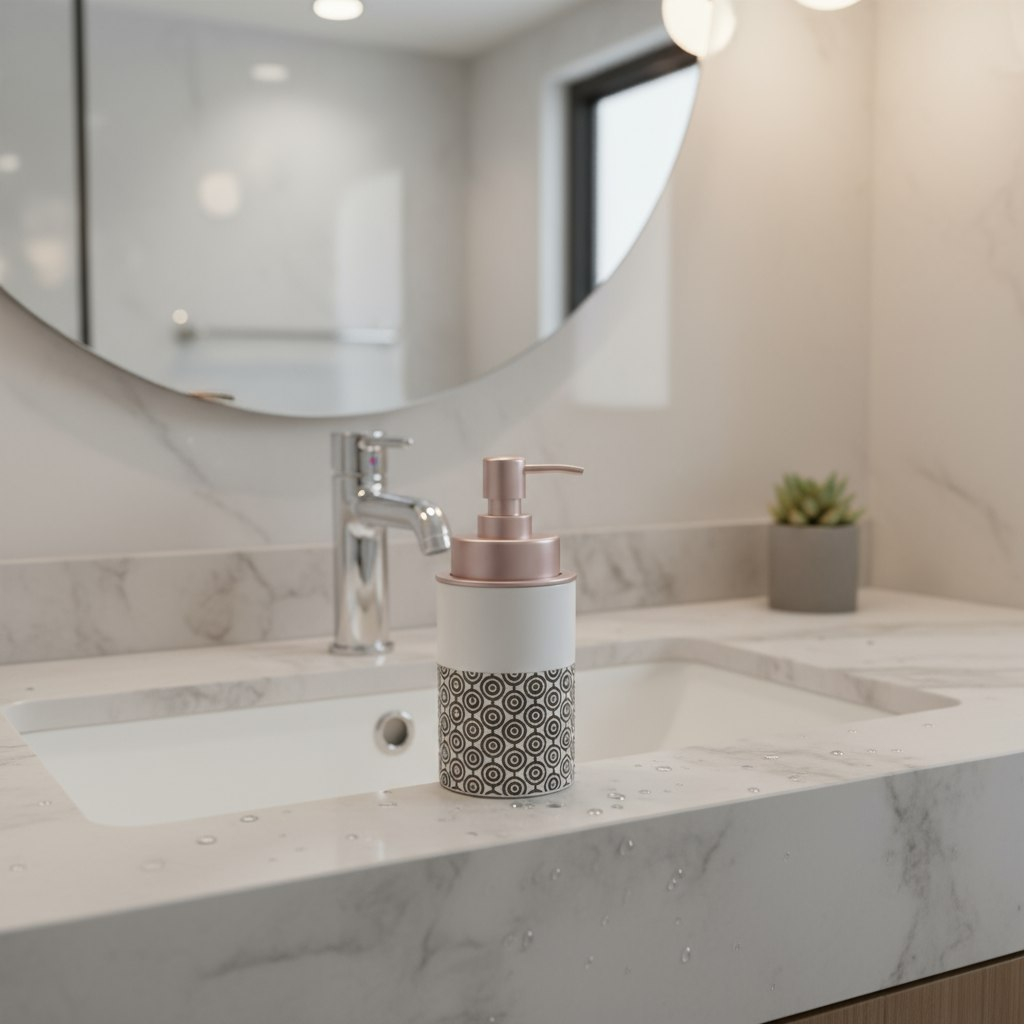 Дозатор для мыла Lefard 755-1034, керамика и пластик, белый с рисунком