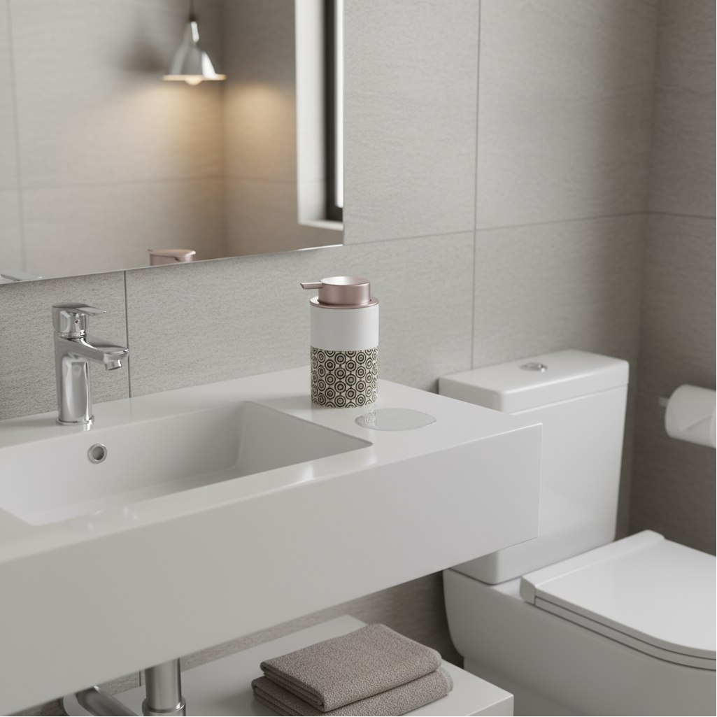 Дозатор для мыла Lefard 755-1034, керамика и пластик, белый с рисунком