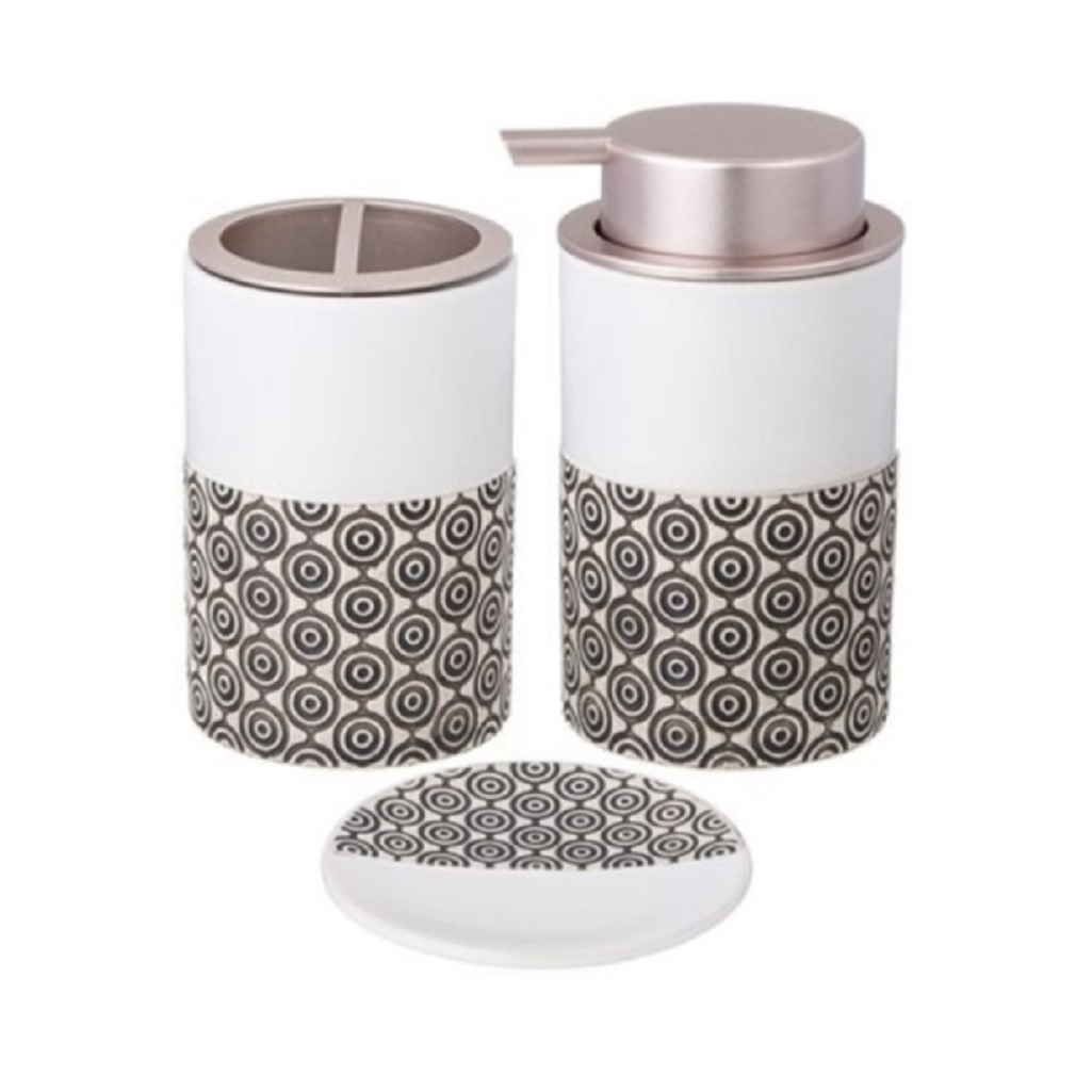 Дозатор для мыла Lefard 755-1034, керамика и пластик, белый с рисунком