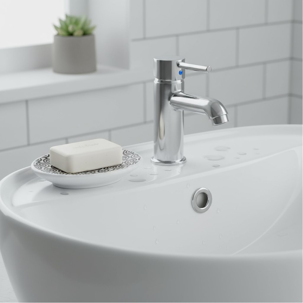 Мыльница для ванной Lefard 755-1034, керамика и пластик, белый с рисунком