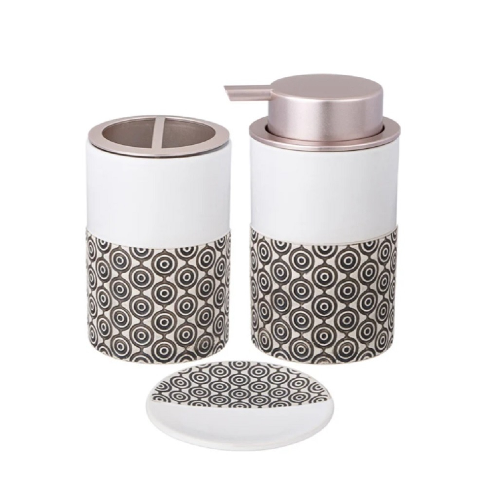 Мыльница для ванной Lefard 755-1034, керамика и пластик, белый с рисунком