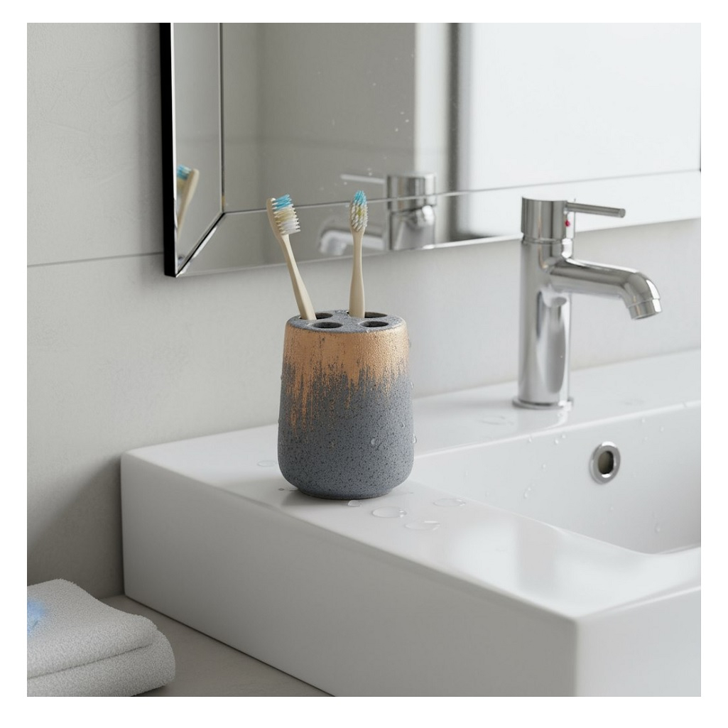 Стакан для зубных щеток Lefard 755-1035, керамика, серая бронза