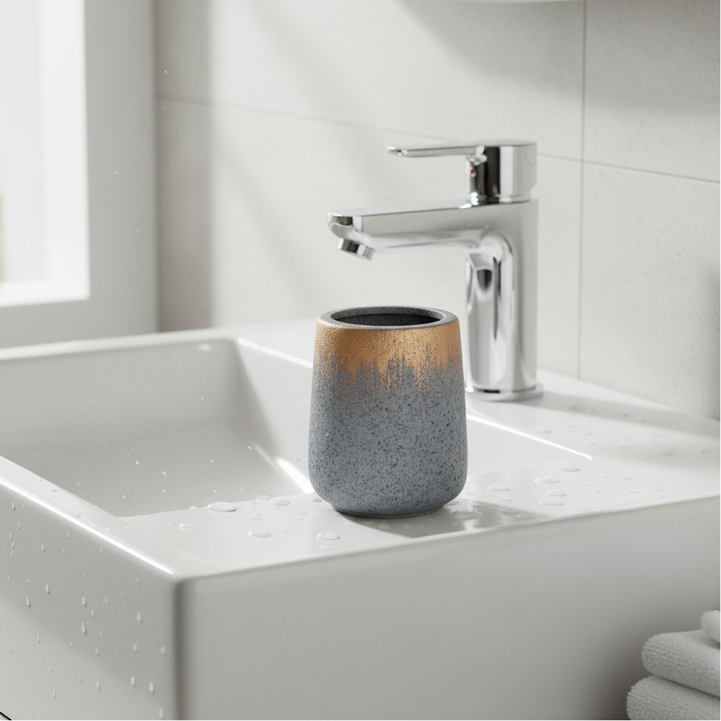 Стакан для зубных щеток Lefard 755-1035, керамика, серая бронза