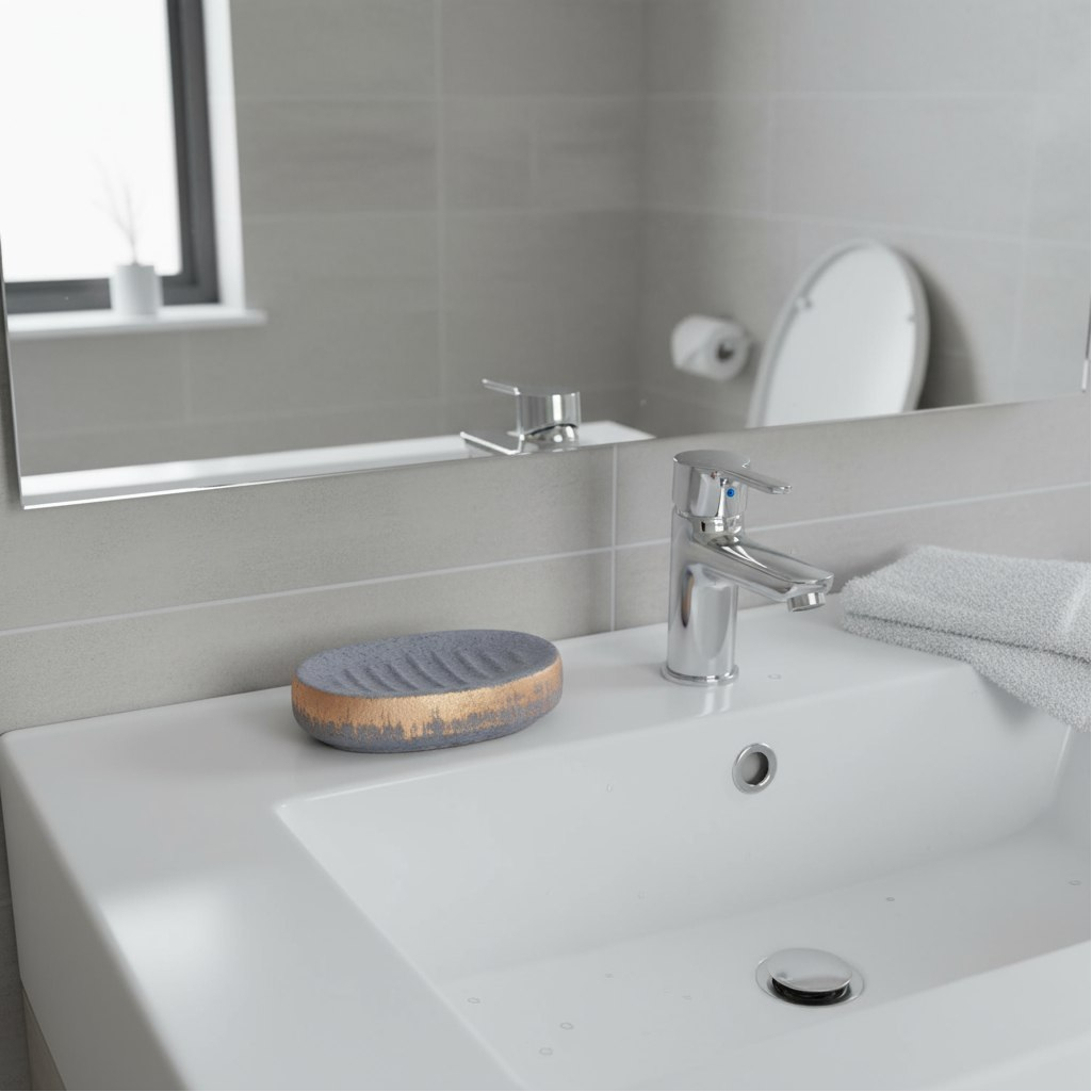 Мыльница для ванной Lefard 755-1035, керамика и пластик, серая бронза