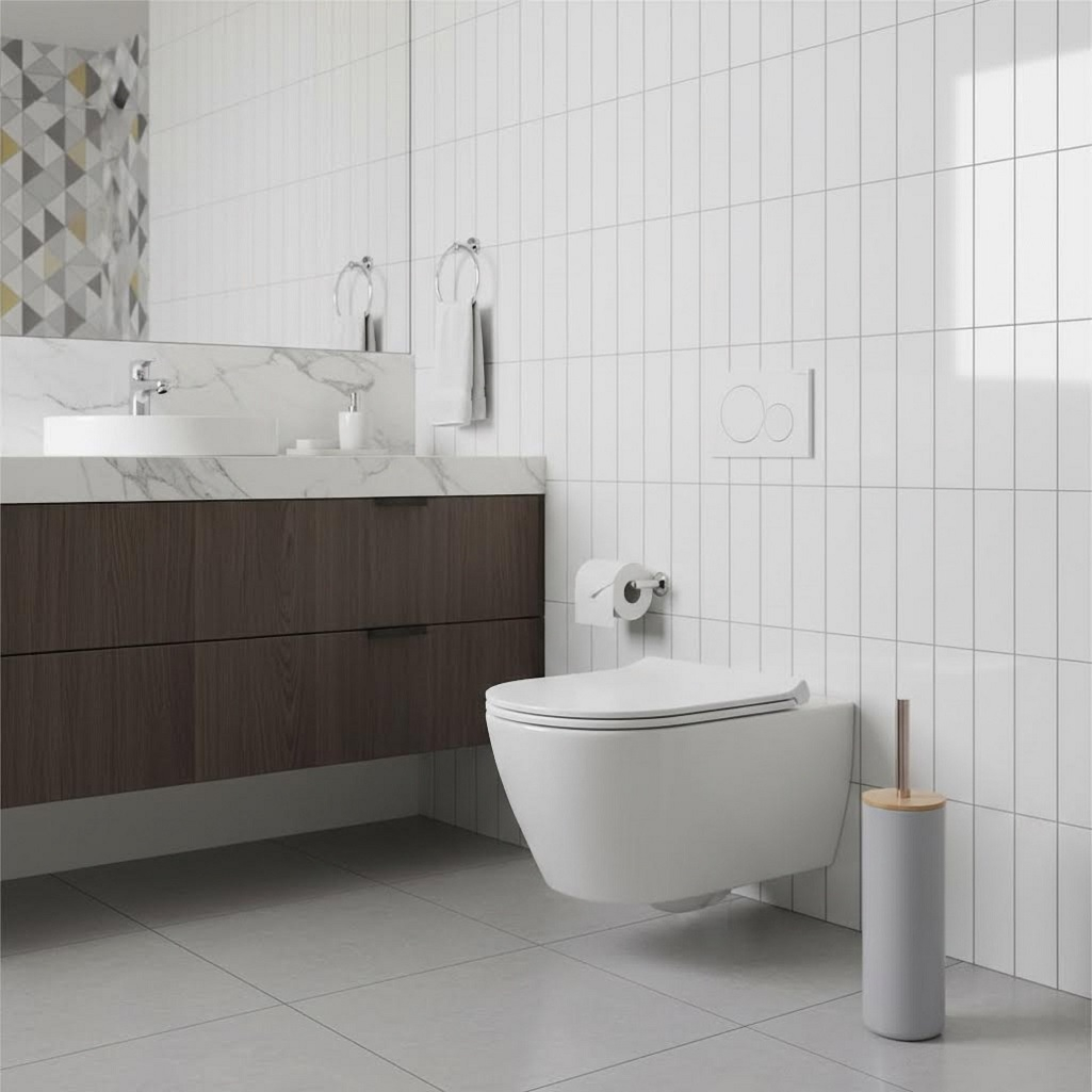 Ершик для унитаза Альтернатива М8066, Бамбук, с высокой подставкой, серый