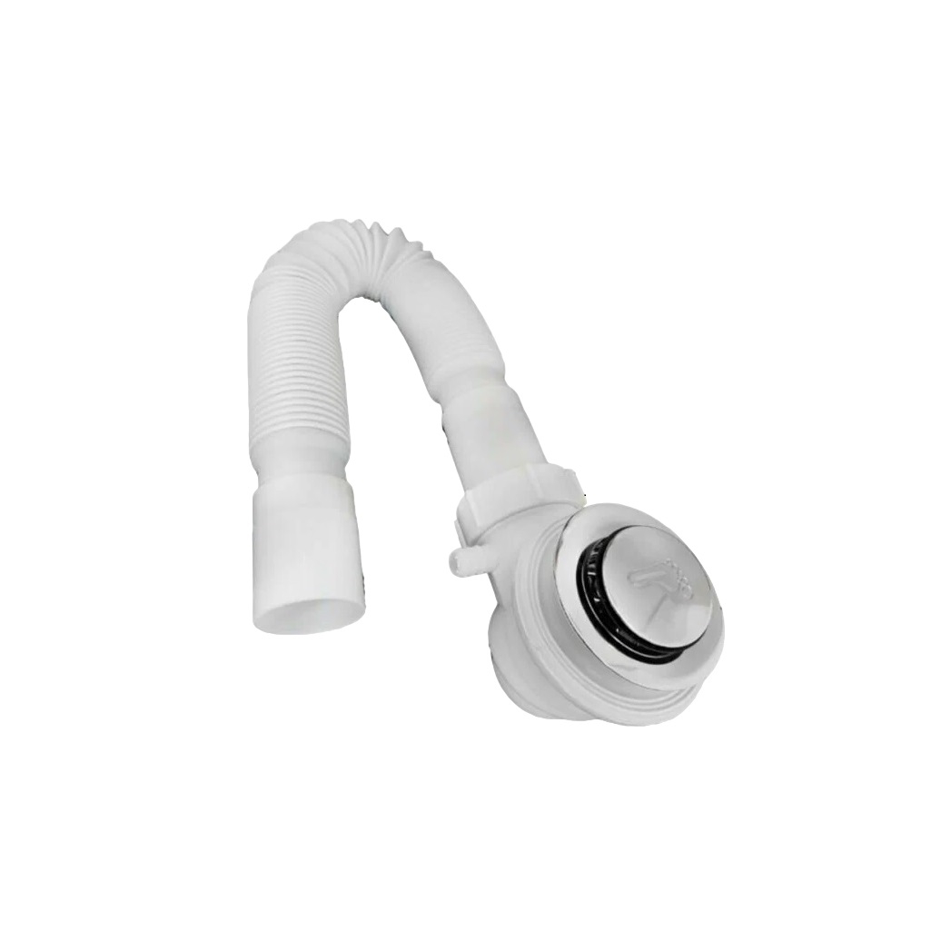 Сифон гофрированный с донным клапаном Click-Clack СНП-03 для душевой кабины с сеткой, с гидрозатвором