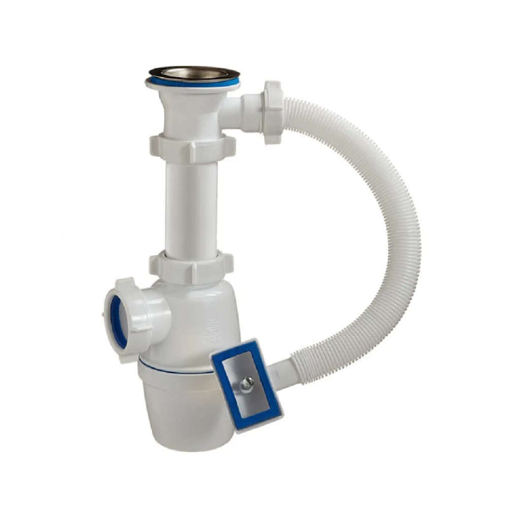 Сифон для мойки Orio А-4004 с гибким переливом, бутылочный, 1 1/2