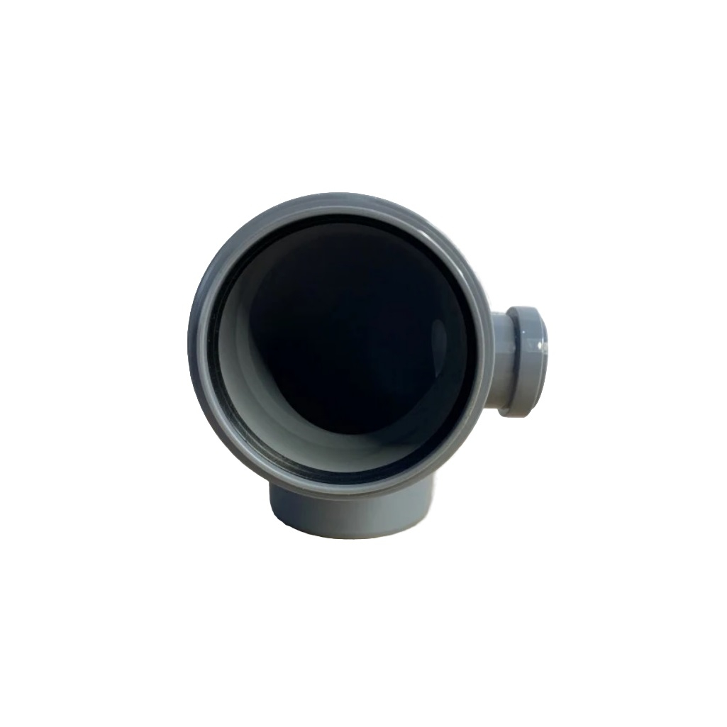 Отвод канализационный Sinikon 554003.R, 90 гр. 110 мм, с правым патрубком диаметром 50 мм, полипропилен, серый