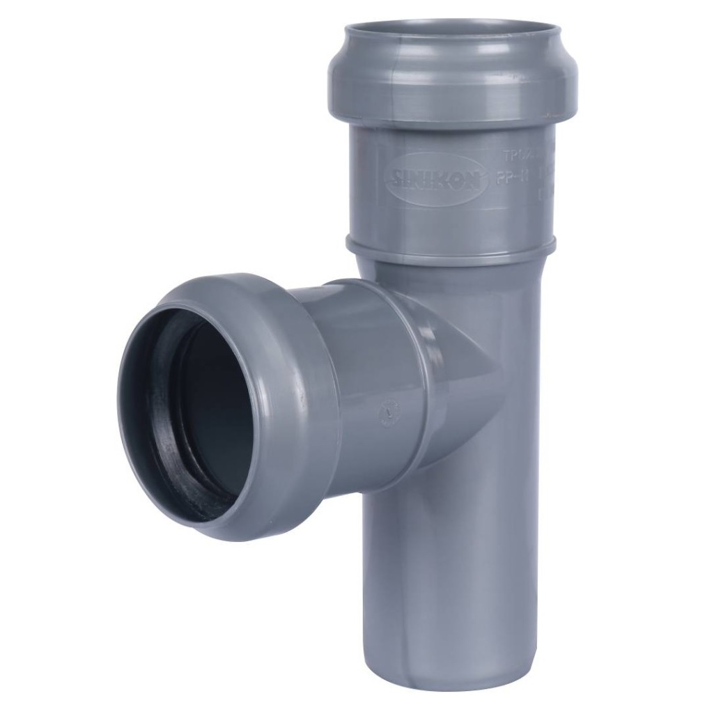 Тройник канализационный 87 гр. Sinikon 508011R, диаметр 40х40 мм, серый