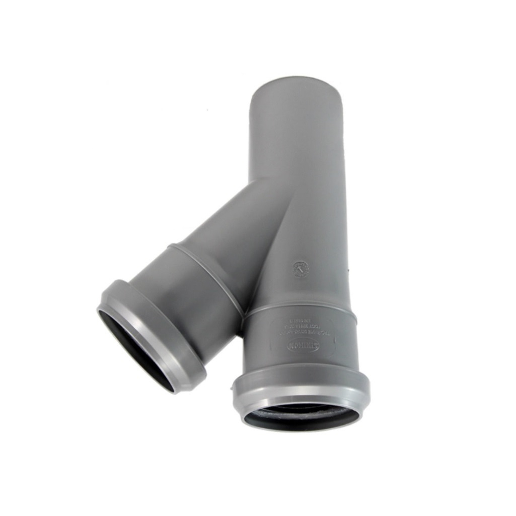 Тройник для внутренней канализации Синикон 508013R,  диаметр 50х50 мм, отвод под 45 градусов, серый