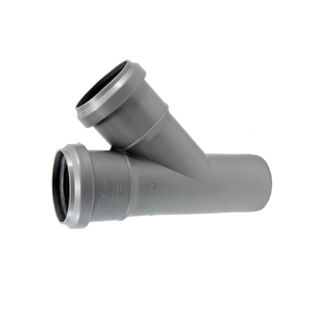 Тройник для внутренней канализации Синикон 508013R,  диаметр 50х50 мм, отвод под 45 градусов, серый