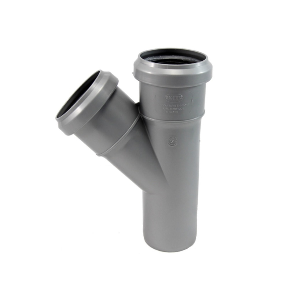 Тройник для внутренней канализации Синикон 508013R,  диаметр 50х50 мм, отвод под 45 градусов, серый