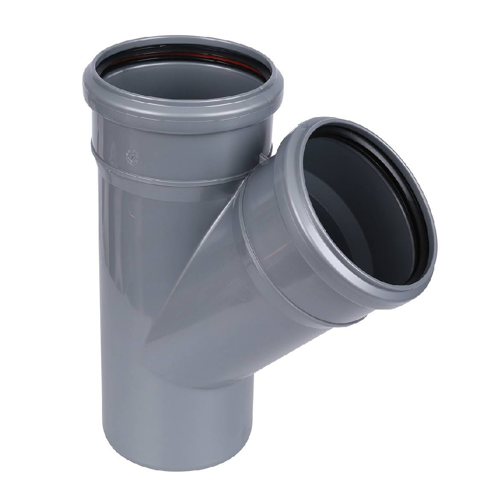 Тройник канализационный 45 гр. Sinikon 508025.R, диаметр 110х110 мм, серый